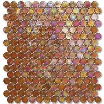 Jute Barrels, 6/8" Glass Penny Round Mosaic by SICIS