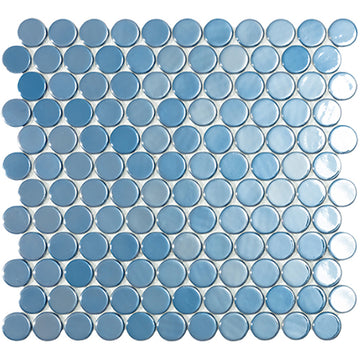 Dark Blue Circle, Penny Round Glass Tile | Mosaic Tile by Vidrepur