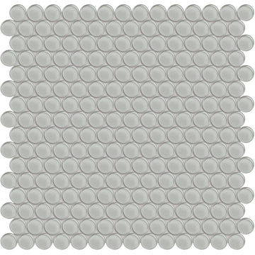 Mist, Penny Round Mosaic | ANAELEMPNRDMIST | Aquatica Glass Tile