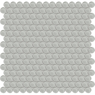 Mist, Penny Round Mosaic | ANAELEMPNRDMIST | Aquatica Glass Tile