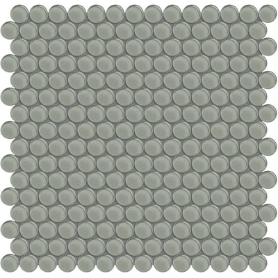 Smoke, Penny Round Mosaic | ANAELEMPNRDSMOKE | Aquatica Glass Tile