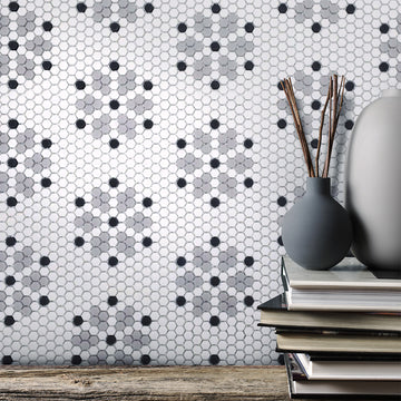 Bayeux Classic, Hexagon Mosaic Tile | Geometro Glass Tile