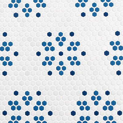 Bayeux Coastal, Hexagon Mosaic Tile | Geometro Glass Tile