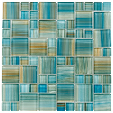 CHIGLADS1212GR Aquamarine Brush, Mixed - Glass Tile