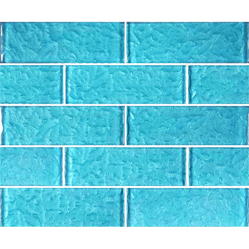 Turquoise 2" x 6" Glass Subway Tile | MS826T3 | Moonscape Series Pool Tile