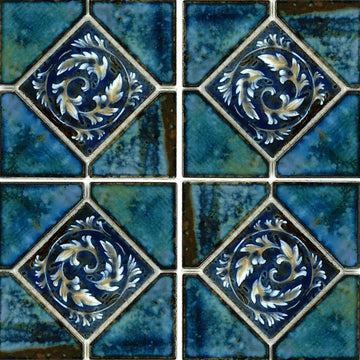 STAK-331 - Fujiwa Oyster Blue, 6" x 6" Deco - Porcelain Pool Tile