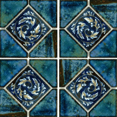 STAK-331 - Fujiwa Oyster Blue, 6" x 6" Deco - Porcelain Pool Tile