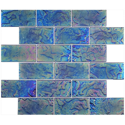 Artistry in Mosaics Blue Patina, 2" x 4" Glass Subway Tile | GS84896B4 | AquaBlu Mosaics