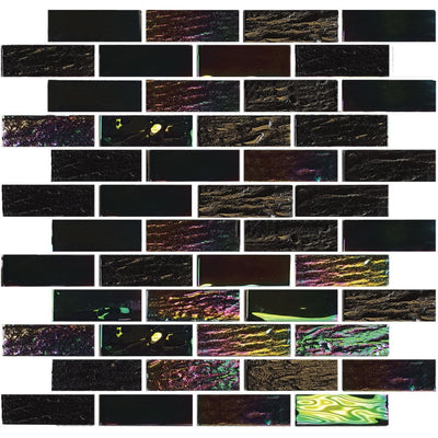 TASNAUTLAGUN13 - Aquatica Laguna Black, 1" x 3" - Glass Tile