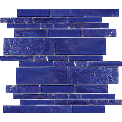 Treasure Series Cobaltstone Linear Mosaic Tile | TASTREACOBALSTML | Tesoro Glass Tile