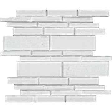 Treasure Series Whitestone Linear Mosaic Tile | TASTREAWHITESTML | Tesoro Glass Tile