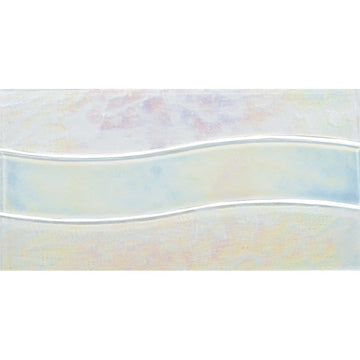 Border Wave Series White 6" x 12" Glass Waterline Tile | TRMBORDWHITEWAVE | Pool Tile by Tesoro Aquatica