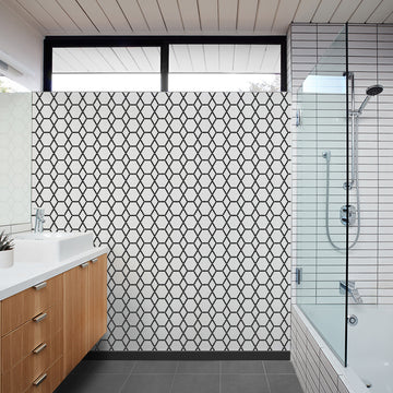 Tulle Classic, Hexagon Mosaic Tile | Geometro Glass Tile 