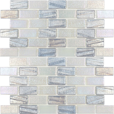 Silver 1" x 2" Mosaic Tile | VIDILLUSILV12 | Aquatica Glass Pool Tile