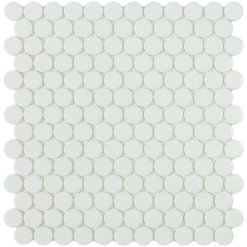 Matte White Circle - Glass Penny Round Mosaic Tile