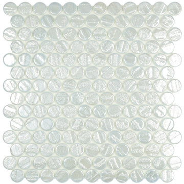 Laguna White Circle - Glass Penny Round Mosaic Tile