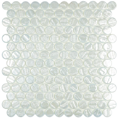 Laguna White Circle - Glass Penny Round Mosaic Tile