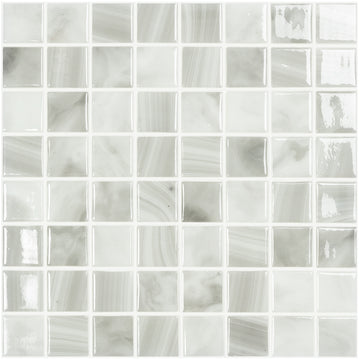 Glass Mosaic Pool | Pearl, 1.5" x 1.5" Glass Tile | Vidrepur Nature Collection