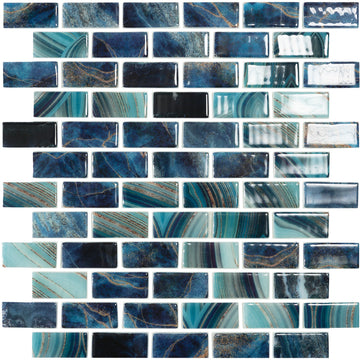 Glass Mosaic Pool | Royal, 1" x 2" Glass Tile | Vidrepur Nature Collection